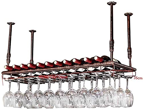 SUCHETA Hanging Wine Rack with Glass Holder and Shelf, Wine Rack Ceiling Wine Racks, Wine Rack Decoration, Hanging Glass Holder, Upside Down Gobl