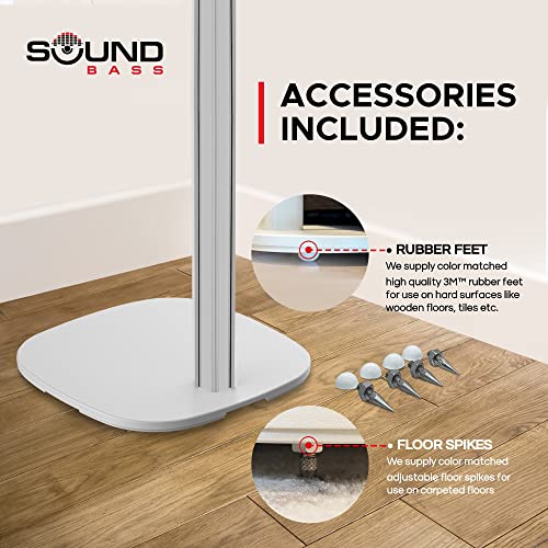 2 x Soundbass ONE Floor Stand, White, Compatible with Sonos ONE, ONE SL & Play:1, Full Hardware Kit Included, Designed in The UK