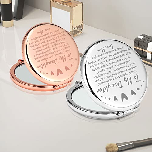 PLITI To My Daughter Compact Mirror From Mom Dad Daughter Graduation Gift Daughter Inspirational Pocket Mirror (Daughter closed CM U)