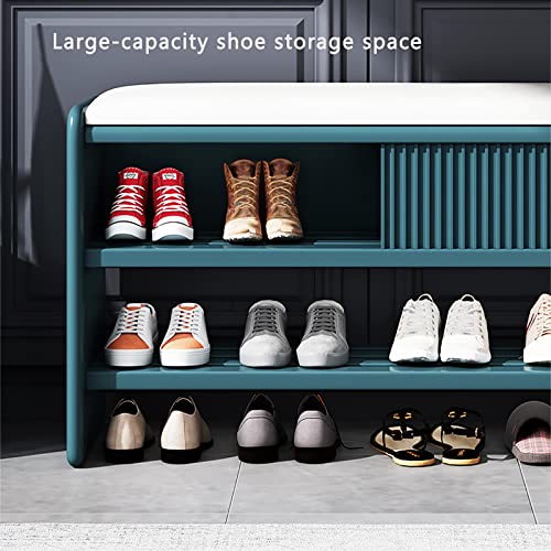 Modern Shoe Storage Bench,Wooden Entryway Bench with Leather Cushion,Upholstered Shoe Bench Shoe Cabinet Hallway Shoe Organizer Furniture-Brown-W