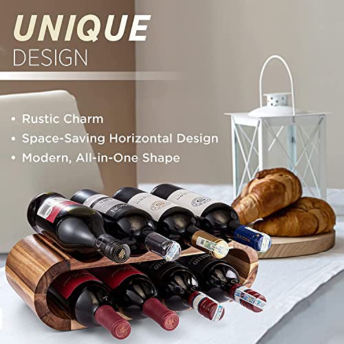 Mardili Free Standing Acacia Wood Wine Rack Storage, 8 Wine Bottle Holder Stand, Wine Shelf Organizer, Perfect for Home Décor and Wine Gifts, No