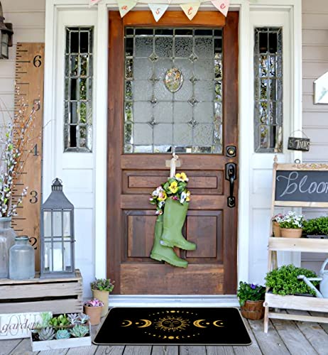 MIXDING Burning Sun Moon Phases Tarot Entrance Door Mat 17x30 Inch Doormats Decor, Mysterious Astrology Tarot Art Home Front Door Porch Outdoor I