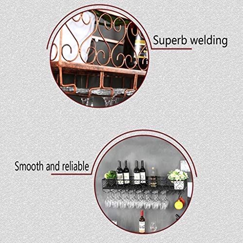 PIBM Stylish Simplicity Wine Shelf European Wrought Iron Hanging Wine Rack, Creative Wall Hanging Wine Rack, Bronze , 120CM