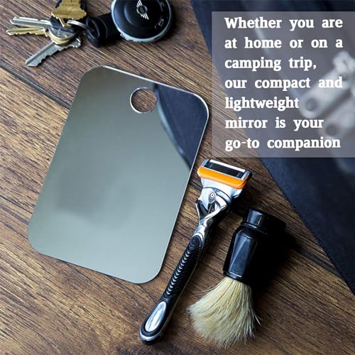 Luqune 2Pcs Fogless Shower Mirror for Men, Free Shaving Mirrors Shatterproof Portable Wall Hanging Shower Mirror for Shaving and Makeup Applicati