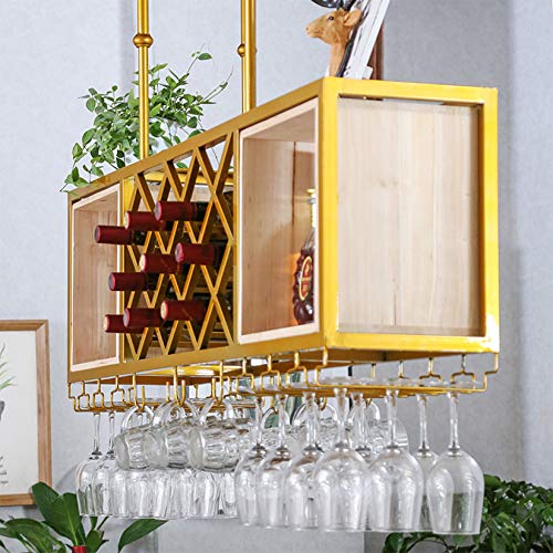 EMISOO Wine Rack Wall Mounted - Wine Racks Adjustable Height, Ceiling Mounted Hanging Wine Bottle Holder, Metal Iron Wine Glass Rack Goblet Stemw