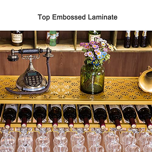 EMISOO Wine Rack Wall Mounted - Ceiling Hanging Wine Glass Rack European Style Wine Bottle Holder Decoration Stemware Goblet Shelf for Bars, Adju