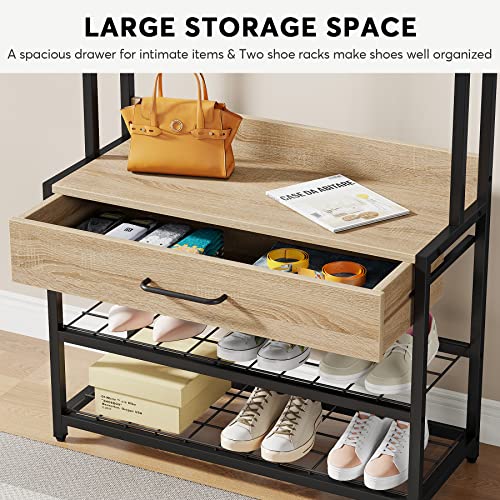 LITTLE TREE Hall Tree, Engineered Wood Steel, Oak