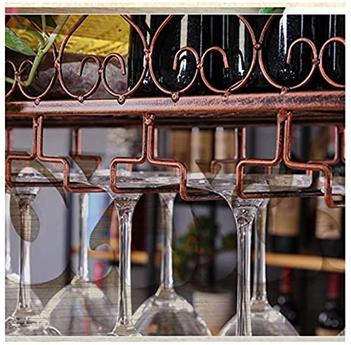SUCHETA Hanging Wine Rack with Glass Holder and Shelf, Wine Glass Rack, Upside Down Home-Style European bar Table Wine Rack, Ornaments, Creative