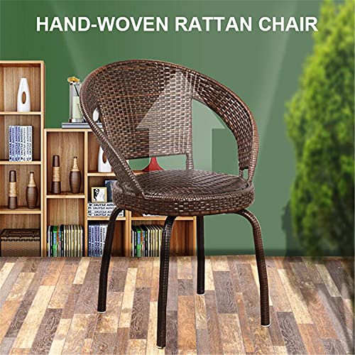 JHKGY 3-Piece Modern Conversation Bistro Chat Set Patio Wicker Chairs, Outdoor All-Weather Wicker Furniture,Metal Frame Woven Seat,Glass Top Side