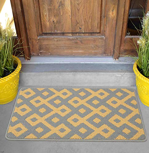 Feishibang Indoor Doormat Rubber Backing Non-slip Door Mat Absorbent Resist Dirt Entrance Front Door Area Rug Machine Washable Low-Profile Modern