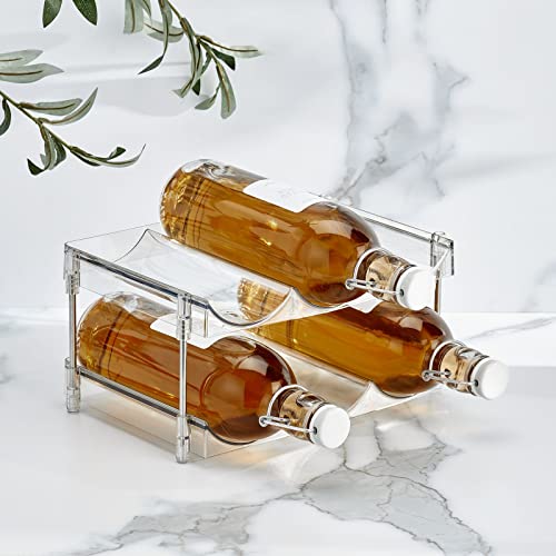 mDesign Nate Home by Nate Berkus 6-Bottle Water and Wine Bottle Organizer, Free-Standing Plastic Holder for Fridge, Kitchen Cabinet, Pantry Stora