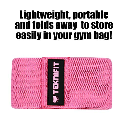 Teknifit Glute Band - Premium Fabric Resistance Band - Non Slip Design for Women - Pink OR Black Booty Band - Inc. Free Workout E-Book (DOWNLOAD)