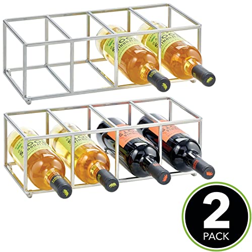 mDesign Stackable, Metal Geometric Free-Standing Water Bottle and Wine Rack Storage Organizer for Kitchen Countertops, Pantry, Fridge - Holds 8 B