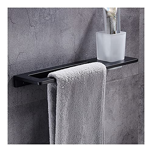 HIGOH Towel Racks,Towel Holder Towel Rail for Bathroom, Hand Towel Holder Towel Bar and Toothbrush Cup, Space Aluminum in the Bathroom Wall Mount