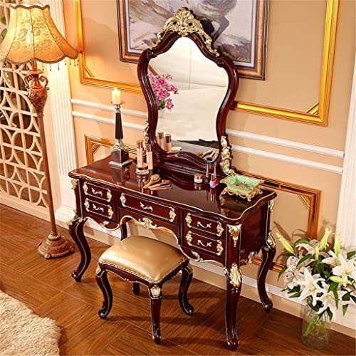 maozi Solid Wood Dressing Table Vanity Table Bedroom Dressing Cabinet Princess Oak Carved Dressing Table