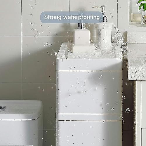OPSREY White Narrow Bathroom Storage Floor Cabinet for Living Room, Bedroom, Kitchen, Hallway, Free Standing Bathroom Furniture Cabinet with Door