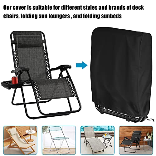 Kovshuiwe Outdoor Folding Chair Cover Waterproof,Patio Reclining Chair Cover,Garden Folding Chair Covers,420D Oxford Fabric Outdoor Patio Sunbed