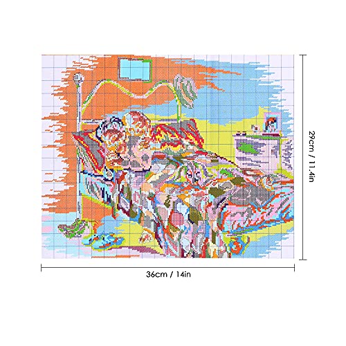 HUIOP 17.3 * 14 inches The Old Married Couple Pattern Cross Stitch Kit with Pre-Printed 11CT Canvas Cloth & Cotton Thread Embroidery Cross-Stitch