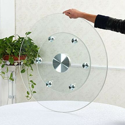 ALIAOFORZ Turntable Clear Glass Rotating Serving Plate Aluminum Alloy Bearing Stable And Not Inclined Large Diameter 20in-47in
