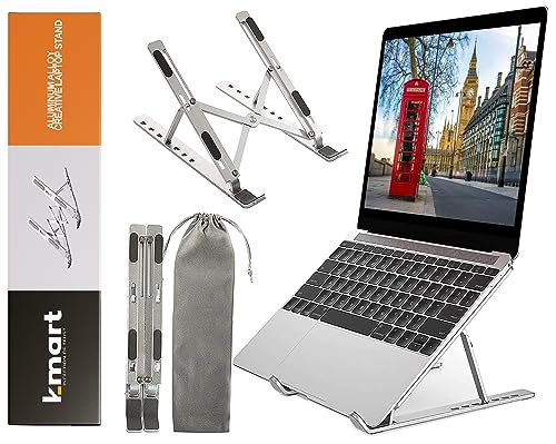 K-MART Extra Strong Adjustable Laptop Stand Riser Laptop Holder for Desk Air-Ventilation Notebook Mount, Compatible with MacBook Air, Pro, Dell,