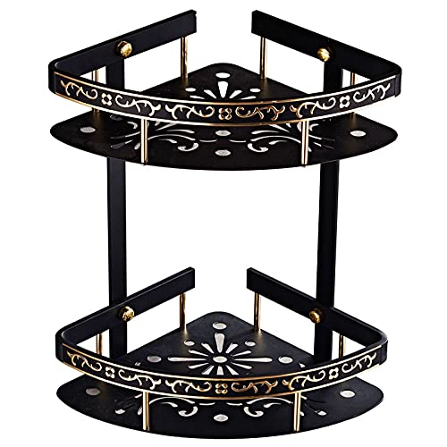 DINGZZ Bathroom Towel Rack Towel Rack Space Aluminum Black Gold Bathroom Pendant Towel Bar Toilet Rack Set