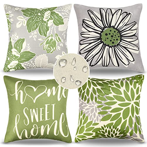 Cushion Covers 45 X 45 Square Pillow Covers Pack of 4 Waterproof Cushion Covers Blue Flower Outdoor Throw Pillow Covers Decorative Cushion Covers