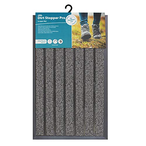 JVL Dirt Stopper Pro Rectangular Scraper Entrance Door Mat, Grey, 45 x 75 cm