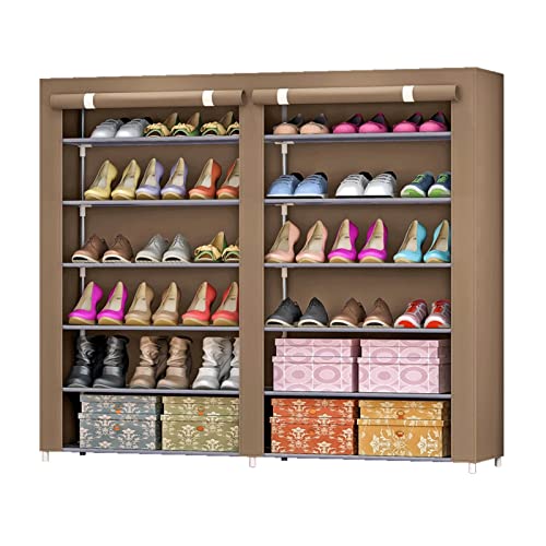 JYDQM Home Rental House Entrance Double Door Large Capacity Double Row 6 Layer Combination Shoe Cabinet (Color : Argento, Size : 108 * 32 * 120CM