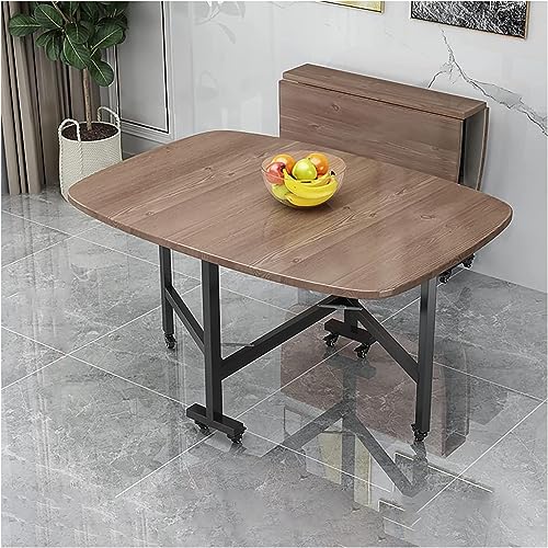 UE-MAOLU Dining table, Kitchen Folding Dining Table, Wood Extendable drop leaf table,with Moveable Wheels Saving Space, Round Edge Design,for Liv