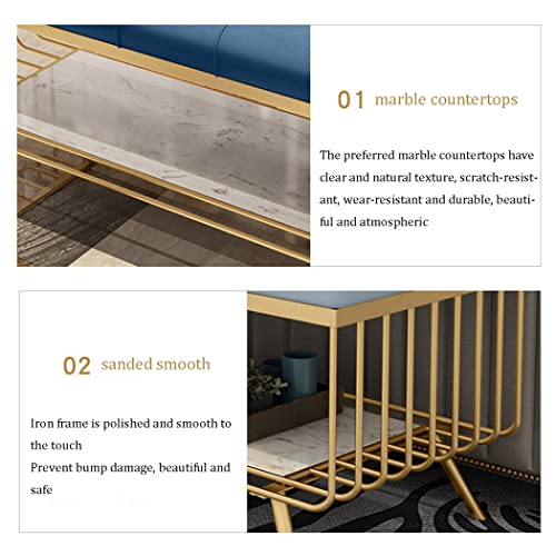 Upholstered Bench, Shoe Bench with Shoe Shelf, Bedroom Stool, Steel Frame, Synthetic PU, Golden Metal Legs, for Living Room Entryway Indoor Vanit