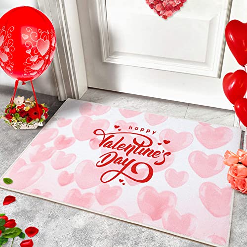LuxFocus Doormat with Heart Patterns Non Slip Floor Mat Welcome Doormat for Indoor and Outdoor Valentines Day Decoration Mashine Washable Mats Ru