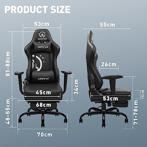 JOYFLY Computer Chair, High Back Gaming Chair for Adults Ergonomic Gamer Chair with Footrest, Office Chair with Height Adjustment, Headrest and L