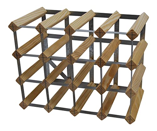 DS Wineware 16 Bottle 4X3 Traditional Wine Rack - Fully Assembled - FSC Certified Natural Pine