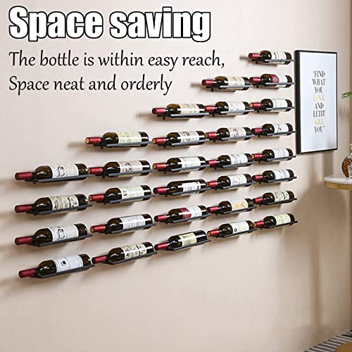 LUNKUIVY 6 PCS Wine Rack Wall Mounted, Hanging Wall Wine Bottle Display Organizer Holder, Black Iron Wall Wine Rack for Home Kitchen and Bar Deco