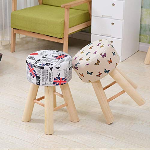 EYHLKM Solid Wood Stool, Dressing Stool Fashion Makeup Chair Home Dining Stool Round Small Stool Wooden Bench Sponge Filled Seat