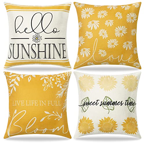 Dremisland Outdoor Waterproof Throw Cushion Covers 18x18 Inch Set of 4 Floral Printed Pillow Covers Boho Farmhouse Outdoor Decorative Pillowcases