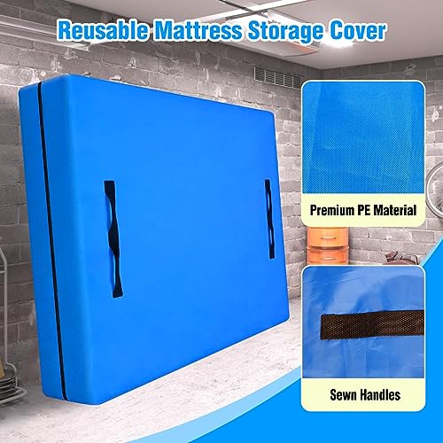 MorTime Mattress Bags for Moving and Storage, Zippered Mattress Storage Bag with 8 Strong Carrying Handles, Reusable Mattress Protector Cover Mov