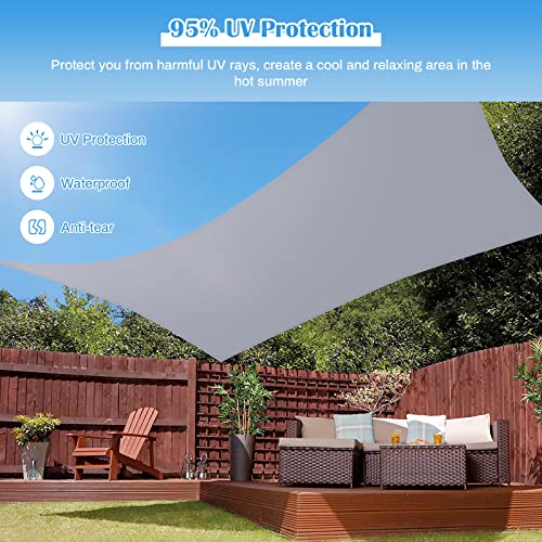 Minterest Sun Shade Sail Waterproof 2m x 3m, Sail Canopy Pergola Canopy Covers with 4 Ropes, 95% UV Block, Rectangle Sunshade Awning for Outdoor