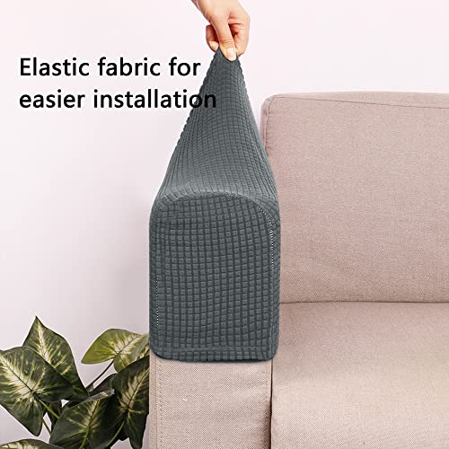 Kaket 2 PCS Sofa Armrest Covers, Chair Arm Protectors Stretch, Sofa Armchair Couch for Sofa, Armchair, Couches, Recliner (Light Grey)