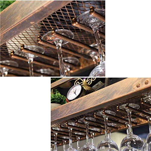 MiroDo Ceiling Wine Rack Metal Hanging Rack Goblet Holder Shelf Stemware Racks Hanging Wine Glass Holder Wine Bottle Holder Wall Shelf Storage Or