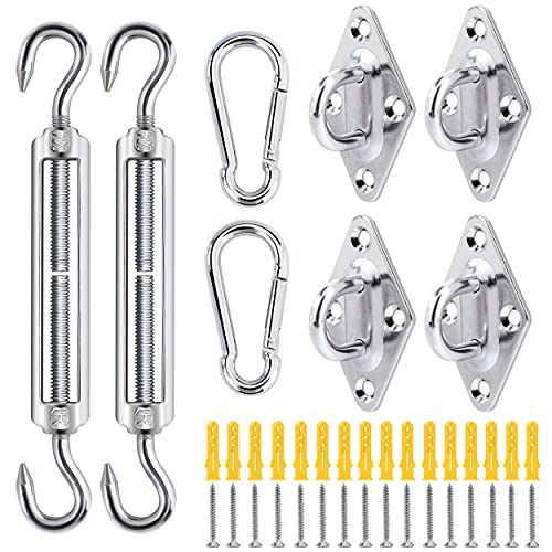 MoonSing Sun Shade Sail Fixing Kit, M5 Heavy Duty Awning Attachment Fixing 304 Stainless Steel Hardware Accessories for Garden Yard Camping Squar