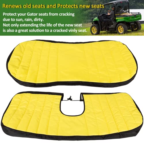 LP66449 Mid-Size Bench Seat Cover fit for John Deere Gator XUV560 XUV590 - Yellow Front Cushioned Seats Weatherproof Oxford 300D Fabric