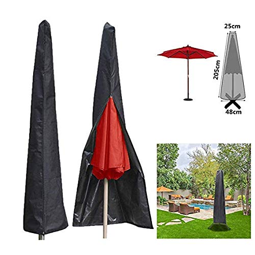Cover for Parasol, Weatherproof Outdoor Zipper Parasol Umbrella Cover for Parasols 210D Oxford Fabric, With Storage Zipper Bag - Black