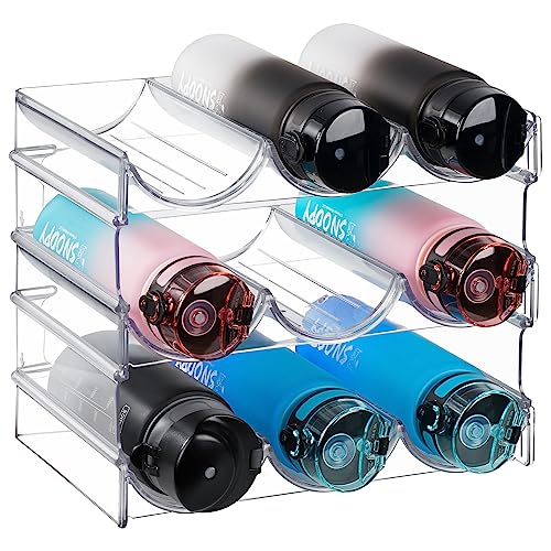 JIIKOOAI 3PCS Stackable Water Bottle Organizer, Home Plastic Storage Wine Bottles Holder Water Bottle Storage Rack stand for Cupboard Kitchen Cou
