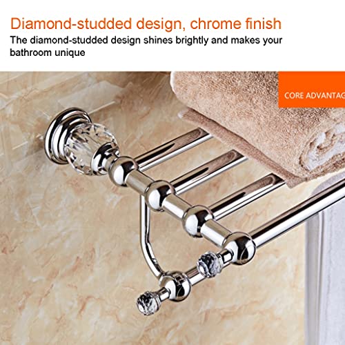 HIGOH Towel Racks,Bathroom Towel Rack Wall Mounted Towel Holder,Towel Rack,Wall Mounted Bathroom Accessories,Crystal Solid Brass Bath Hardware Ch