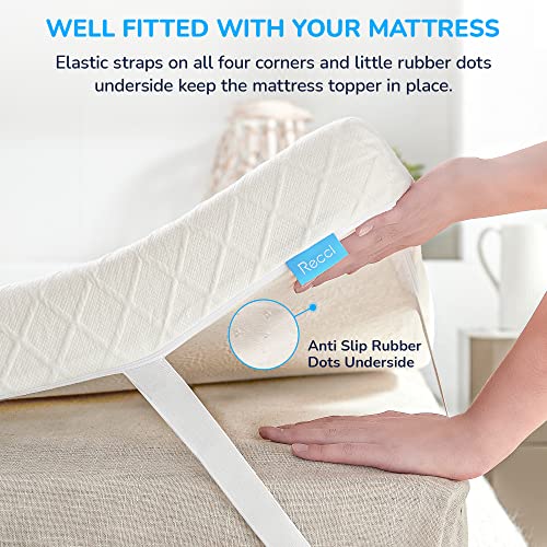 RECCI Memory Foam Mattress Topper Double Bed - Double Memory Foam Mattress Topper for Back Pain with Removable & Washable Bamboo Viscose Zipped C