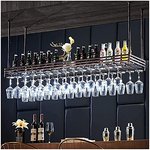 SUCHETA Hanging Wine Rack with Glass Holder and Shelf, Goblet Wine Glass Rack, Upside Down Home Decoration Hanging European Creative bar Shelf, W