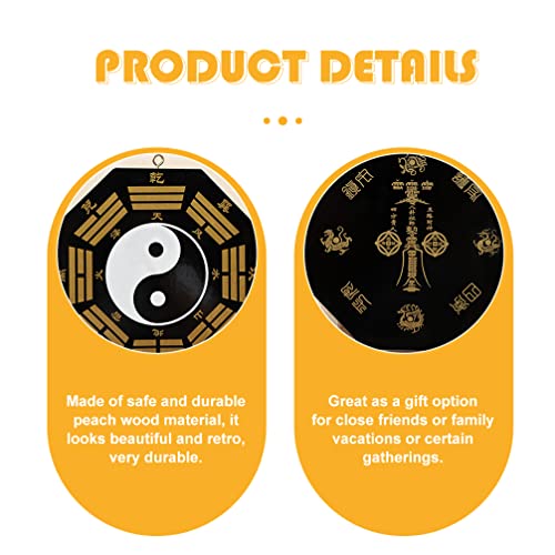 STOBOK Chinese Bagua Mirror Feng Shui Wood Traditional Lucky Tai Ji Mirror Ornament Convex Concave Mirror for Taoist Home Decoration Business Cha