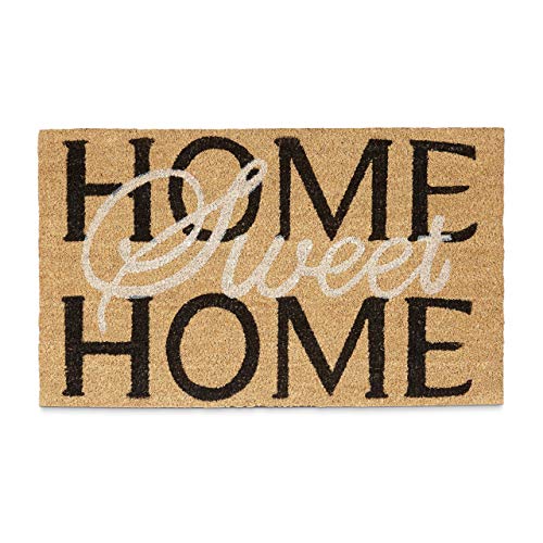 Relaxdays Coir Doormat "Home Sweet Home" Welcome Mat with Anti-Slip PVC Underside Coconut Fiber Floor Mat Size: 1.5 x 75 x 45 cm, Natural Brown