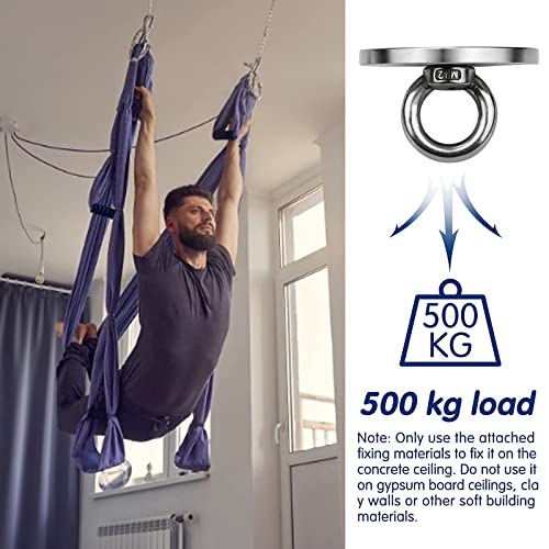 Heavy Duty Swing Hanger Hooks, Stainless Steel Swing Set Accessories 360° Swivel Wall Ceiling Mount Bracket with Screw Bearable 500kg for Yoga Ha